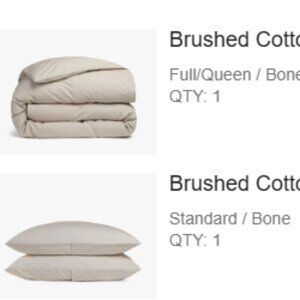 NWT Parachute Brushed Cotton Queen Set (Duvet, fitted sheet, pillow shams) Bone